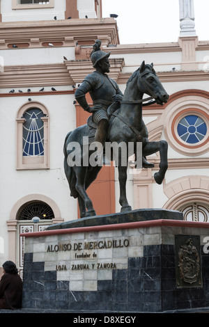 Alonso de Mercadillo Monument, Iglesia de San Francisco, Church, Loja, Ecuador Stock Photo