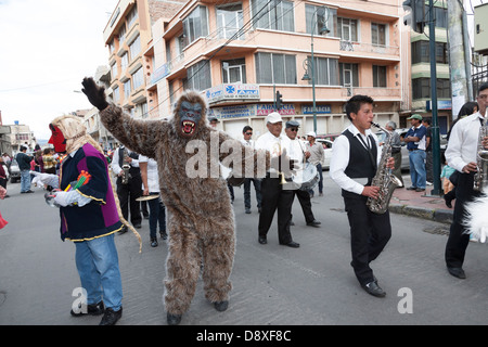 Street parade during carnival in Riobamba, Ecuador Stock Photo