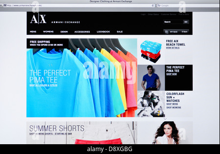 Armani Exchange apparel online store website Stock Photo