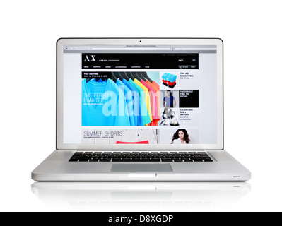 Armani Exchange apparel online store website on laptop screen Stock Photo