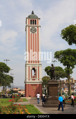 Torre del Reloj, Clock Tower, Parque Universitario, Lima, Peru Stock Photo