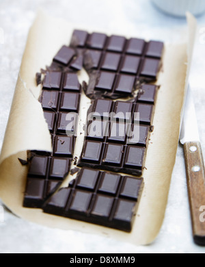 Dark chocolate bar Stock Photo