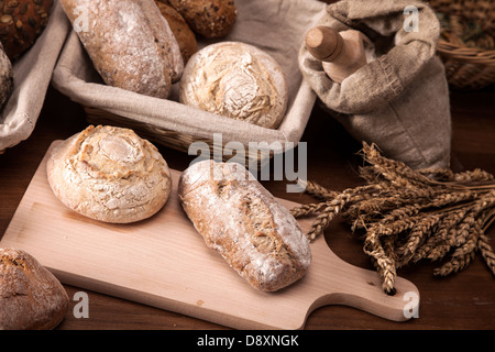 The traditional set of bread, rolls and other ingredients Stock Photo