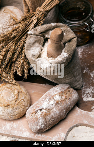 The traditional set of bread, rolls and other ingredients Stock Photo