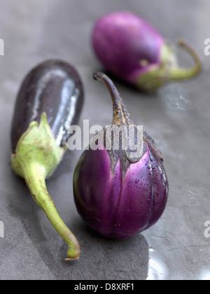 Different varieties of eggplants Stock Photo