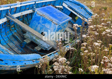 Fishing boat in marsh. Marismas de Santoña Natural Reserve. Colindres. Cantabria. Spain Stock Photo