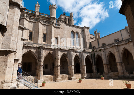 The cloisters of Beziers Cathedral. Stock Photo