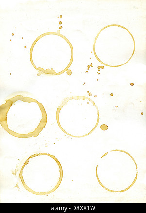 Set of various coffee stains isolated on white Stock Photo