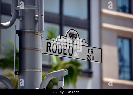 Street sign Rodeo drive, noble shopping street rodeo drive, Beverly Hills, Los Angeles, California, the United States of America