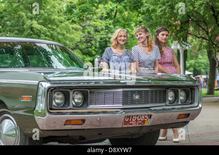 MOSCOW, RUSSIA - Retro festival 'Days of history' in Hermitage Garden. Moscow, May 26, 2013 Stock Photo