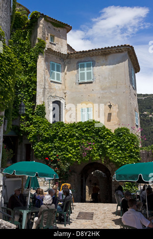 Cafe in Eze Medieval Village Provence France Stock Photo