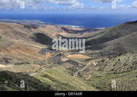 view from Mirador de Haría, Lanzarote, Canary Islands, Spain Stock Photo