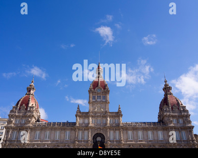 Ayuntamento (town hall) building at Plaza de Maria Pita, La Coruña, Galicia, Spain, Europe Stock Photo