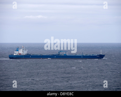 Blue oil tanker at sea Stock Photo