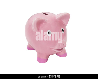 Pink a piggy bank isolated on white background with Clipping Path Stock ...