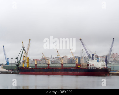 Ship docked on the commercial port in La Coruna, Galicia, Spain, Europe Stock Photo