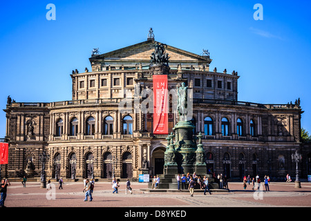 The Semperoper is the opera house of the Saxon State Opera and the concert hall of the Saxon State Orchestra located in Dresden Stock Photo