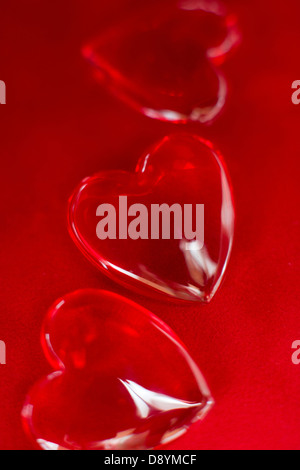 Heart-shaped strawberry jellies, close-up, Sweden. Stock Photo