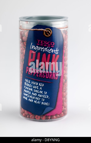 Container of Pink Peppercorns from Tesco Stock Photo