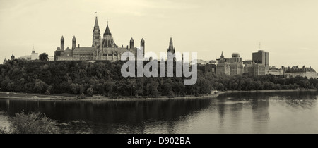 Ottawa cityscape panorama over river in black and white Stock Photo - Alamy