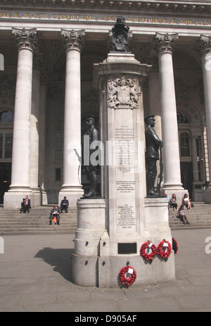 First World War memorial in front of the Royal Exchange Building London Stock Photo