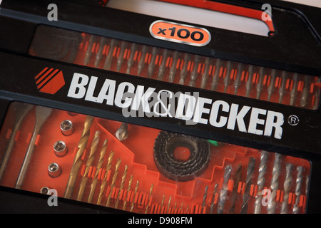 Black & Decker screwdriver bit and drill set Stock Photo