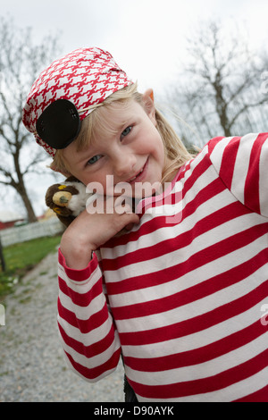 Girl dressed up as a pirate, Sweden. Stock Photo