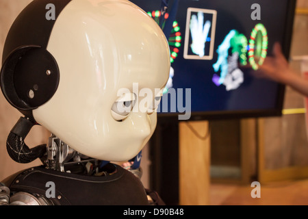 Milan, Italy - June 1, 2013: Presentation of icub robot at Wired next fest, festival of innovation and creativity in Milan Stock Photo