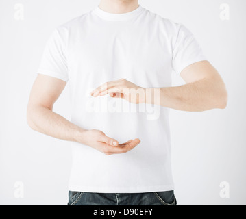 mans hands showing something Stock Photo