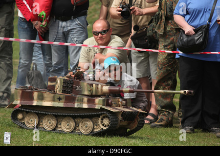 Scale models attend the re-enactment of the 1944 Battle of the Bulge in Orechov near Brno, Czech Republic. The Battle of the Bulge in December 1944 was a major German offensive launched through the Ardennes in Belgium and France on the Western Front towards the end of World War II. Stock Photo