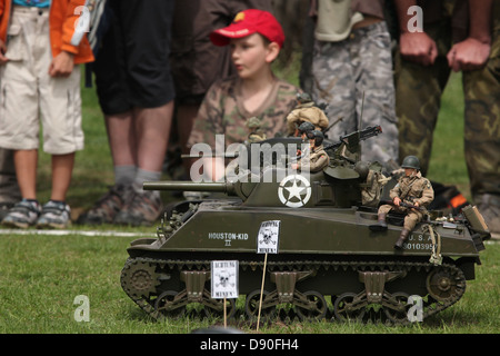 Scale models attend the re-enactment of the 1944 Battle of the Bulge in Orechov near Brno, Czech Republic. The Battle of the Bulge in December 1944 was a major German offensive launched through the Ardennes in Belgium and France on the Western Front towards the end of World War II. Stock Photo