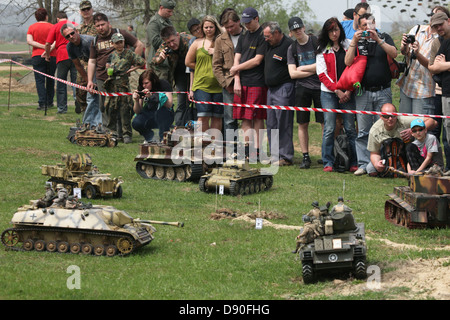 Scale models attend the re-enactment of the 1944 Battle of the Bulge in Orechov near Brno, Czech Republic. The Battle of the Bulge in December 1944 was a major German offensive launched through the Ardennes in Belgium and France on the Western Front towards the end of World War II. Stock Photo