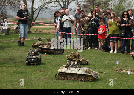 Scale models attend the re-enactment of the 1944 Battle of the Bulge in Orechov near Brno, Czech Republic. The Battle of the Bulge in December 1944 was a major German offensive launched through the Ardennes in Belgium and France on the Western Front towards the end of World War II. Stock Photo