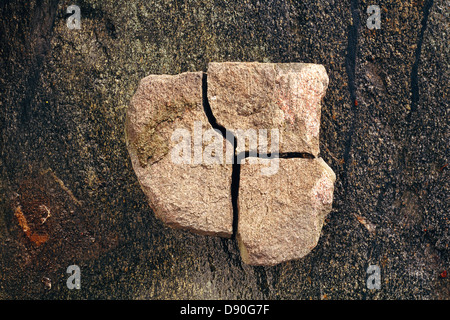 A cracked stone, close-up, Stock Photo