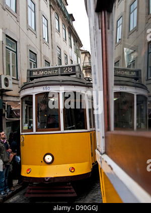 Number 28 tram in Lisbon, Portugal. Stock Photo