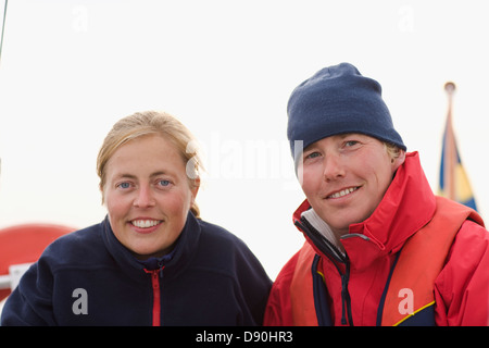 Couple smiling, portrait, close-up Stock Photo