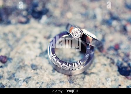 Close-up view of engagement ring Stock Photo