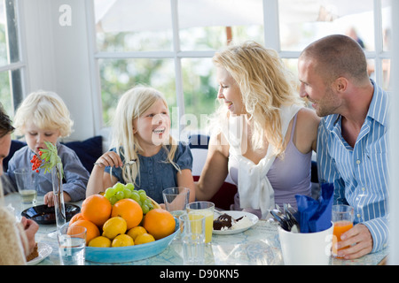 Family having breakfast Stock Photo