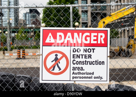 Danger sign at construction site Stock Photo