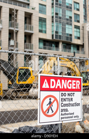 Danger sign at construction site Stock Photo