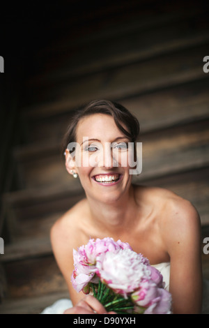 Portrait of bride smiling Stock Photo