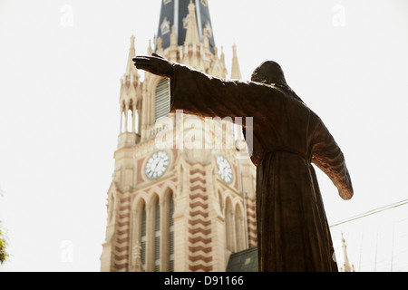 Statue of Jesus outside church Stock Photo