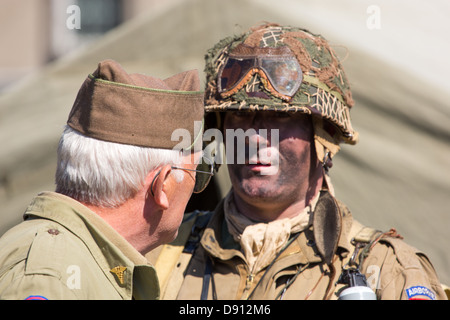 World War 2 re-enactors dressed in US army uniform at the Ramsbottom 1940's war weekend Stock Photo