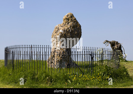 The King Stone and the witches sculpture at rollright stones Stock Photo