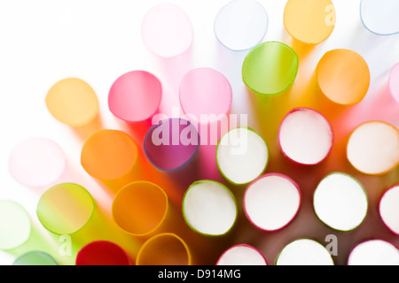 Studio shot of colorful drinking straws