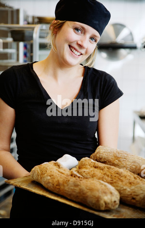 Portrait of a female baker, Sweden. Stock Photo