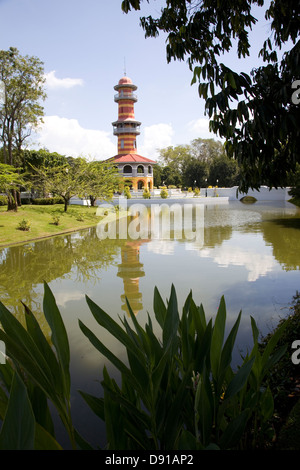 Ho Withun Thasana or Stages Lookout at the Bang Pa-In Palace also know as the Summer Palace, Ayutthaya province, Thailand. Stock Photo