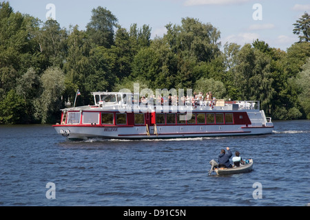 Excursion boat on the river Havel, near Berlin Stock Photo