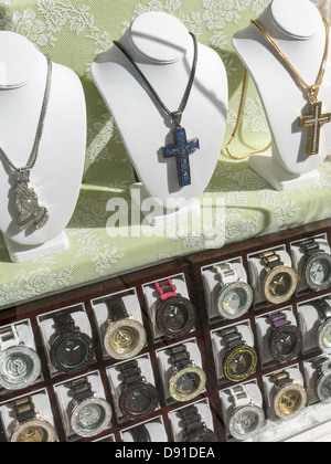 Hip Hop Jewelry on Display in Shop Window, Manhattan, NY Stock Photo