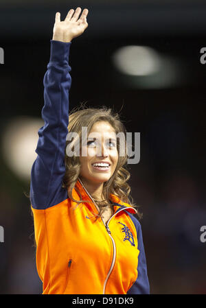 June 4, 2013 - Detroit, Michigan, United States of America - June 04, 2013: Detroit Energy Squad member performs during MLB game action between the Tampa Bay Rays and the Detroit Tigers at Comerica Park in Detroit, Michigan. The Tigers defeated the Rays 10-1. Stock Photo